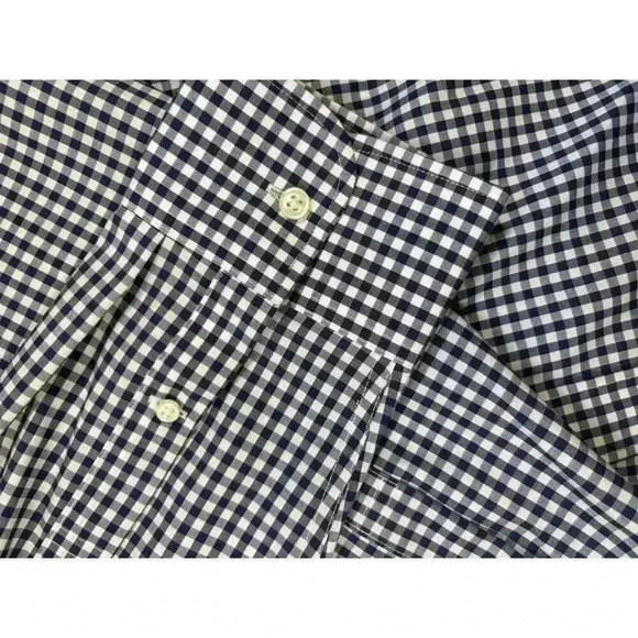 NWT men’s J Crew L navy blue/white gingham button down slim fit collared shirt - Picture 6 of 8